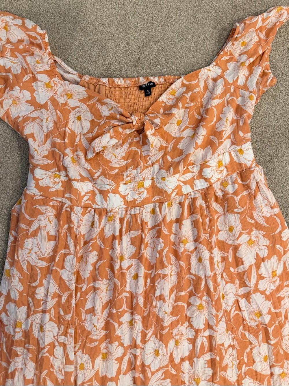 Torrid Peach Floral Maxi Sundress with Ruffle Hem - Picture 2 of 7